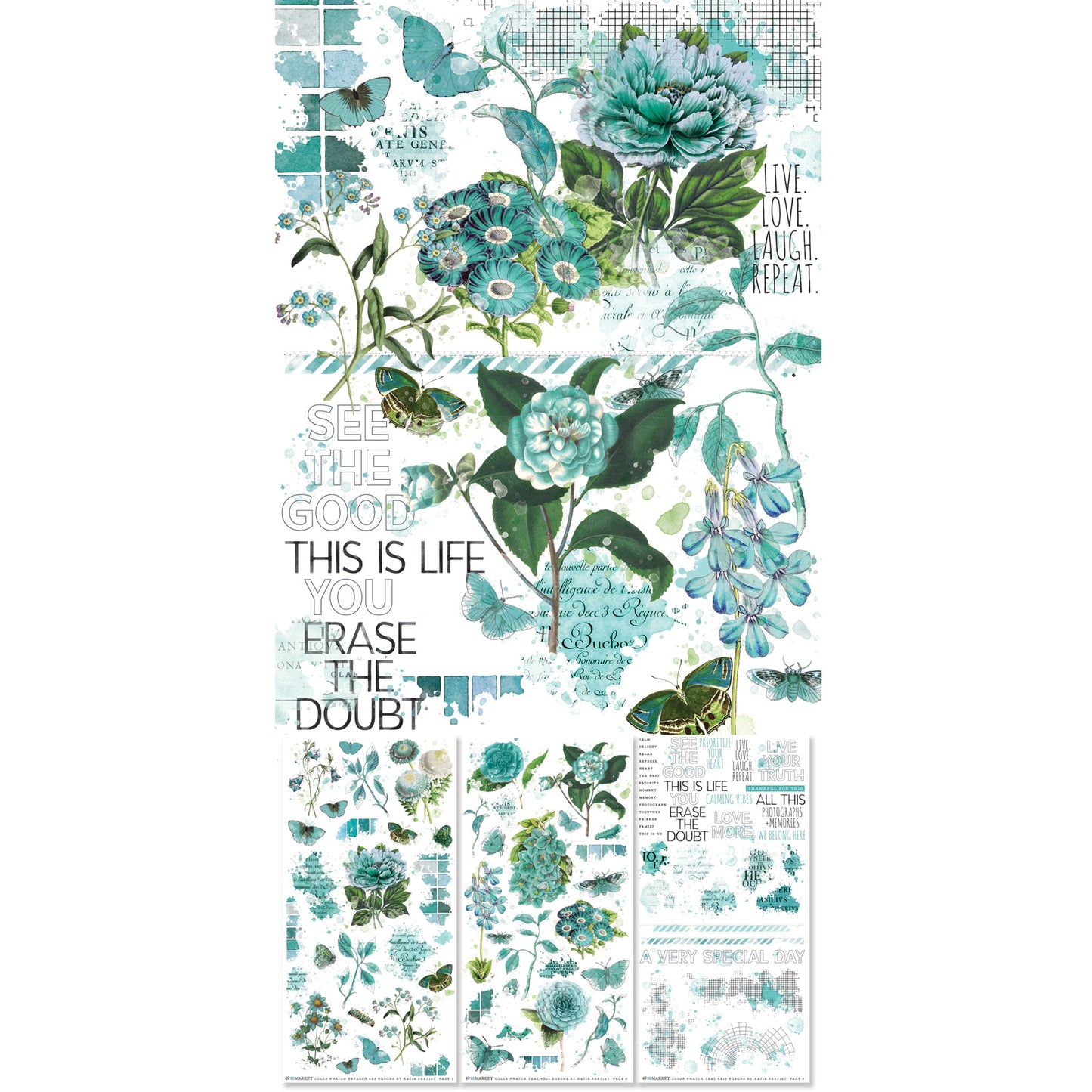 49 & Market Color Swatch Teal 6 x 12 Rub-On Transfer Set