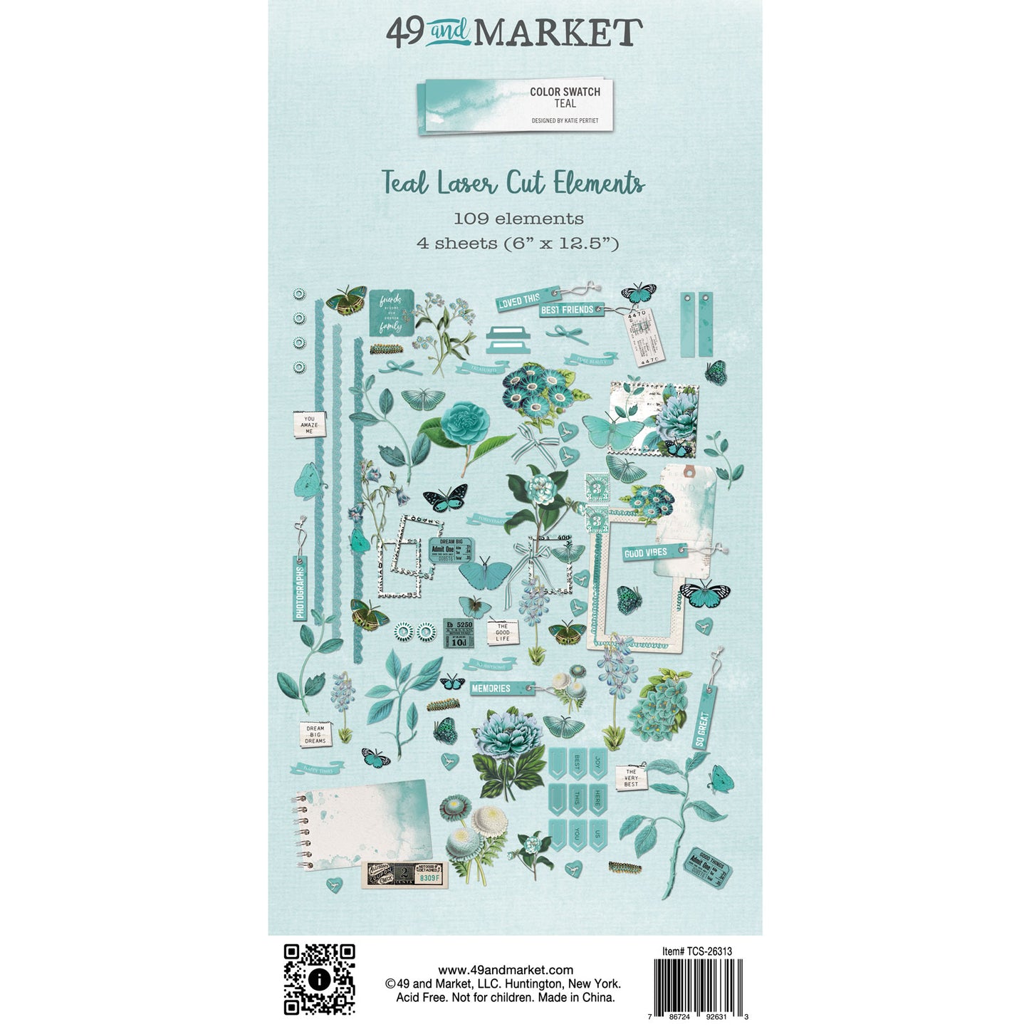 49 & Market Color Swatch Teal Laser Cut Elements