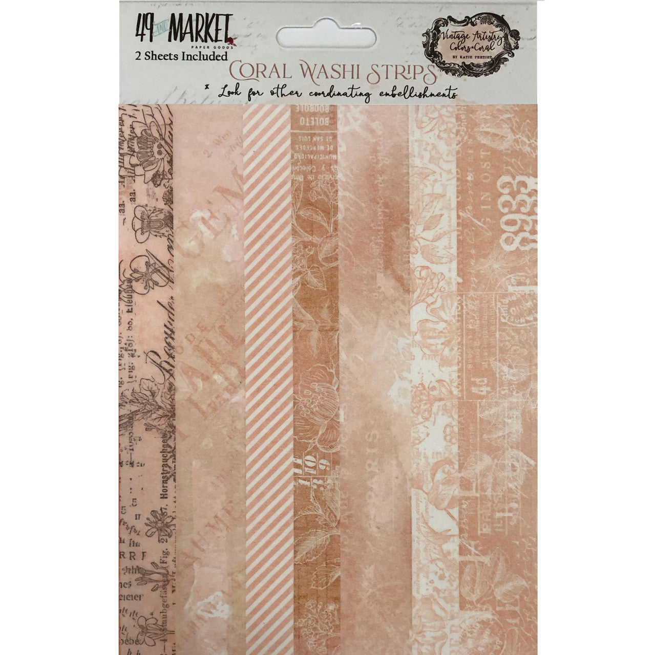 49 y Market Tiras Washi Coral Vintage Artistry