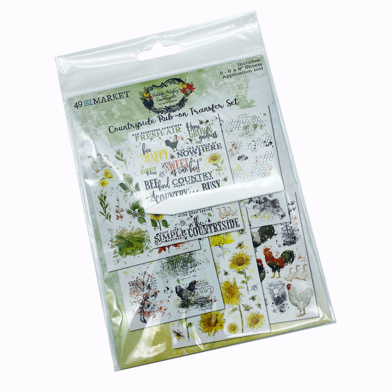49 and Market Vintage Artistry Countryside Rub On Transfer Set
