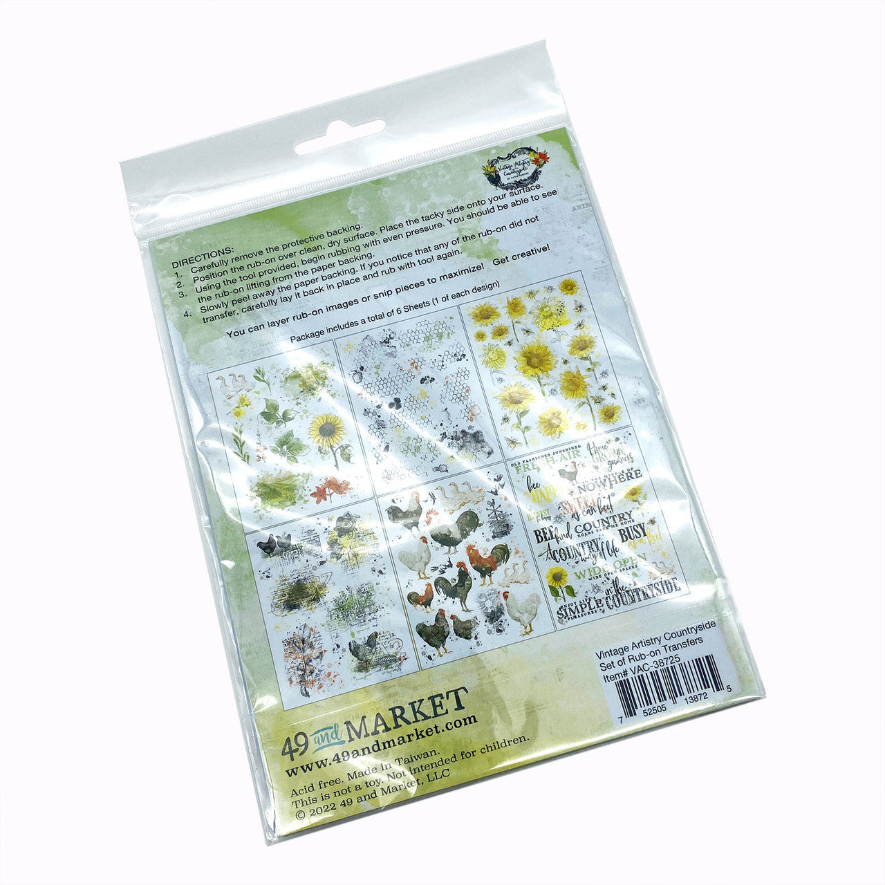 49 and Market Vintage Artistry Countryside Rub On Transfer Set