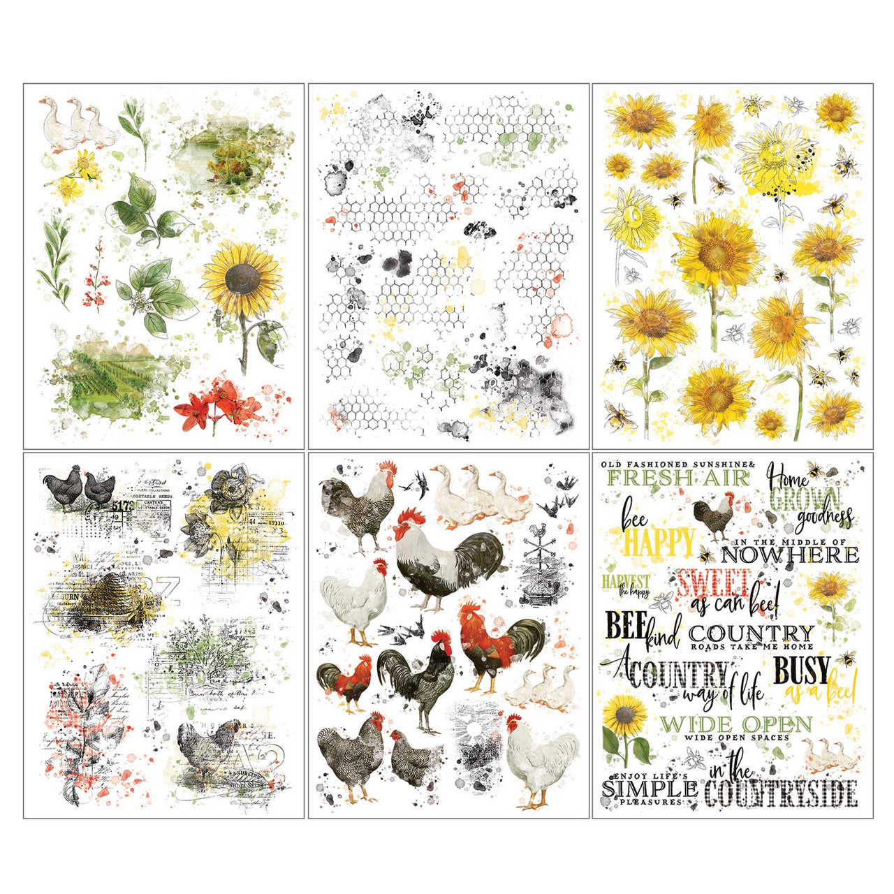 49 and Market Vintage Artistry Countryside Rub On Transfer Set