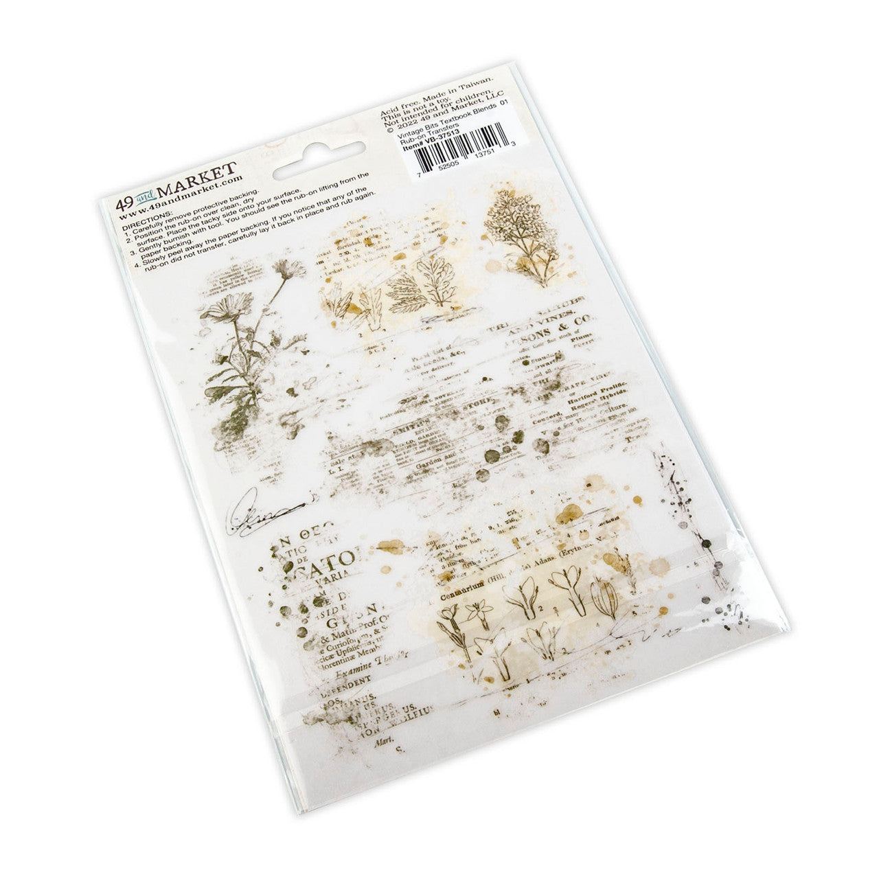 49 & Market Vintage Bits Textbook Blends 1 Rub-On Transfers