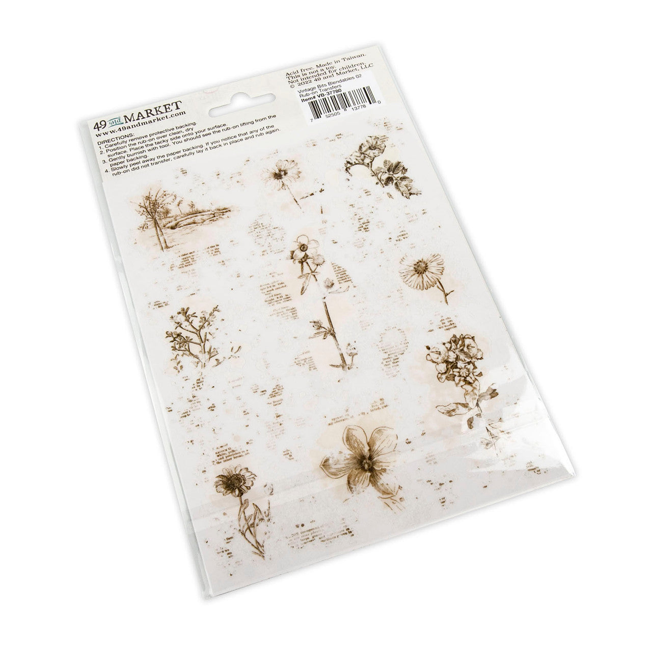 49 and Market - Vintage Bits Collection - 6 x 8 Rub-On Transfers - Essential Blendables 2