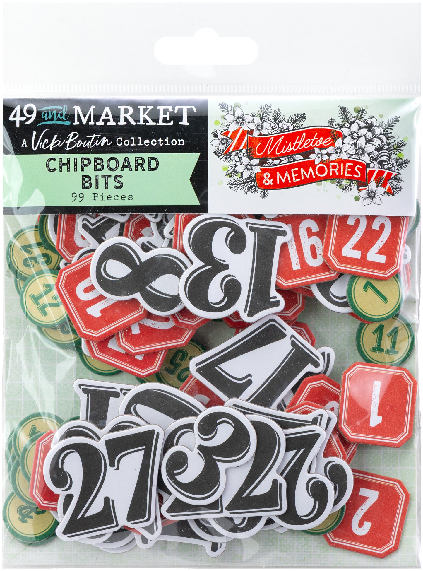 49 & Market Mistletoe and Memories Chipboard Bits