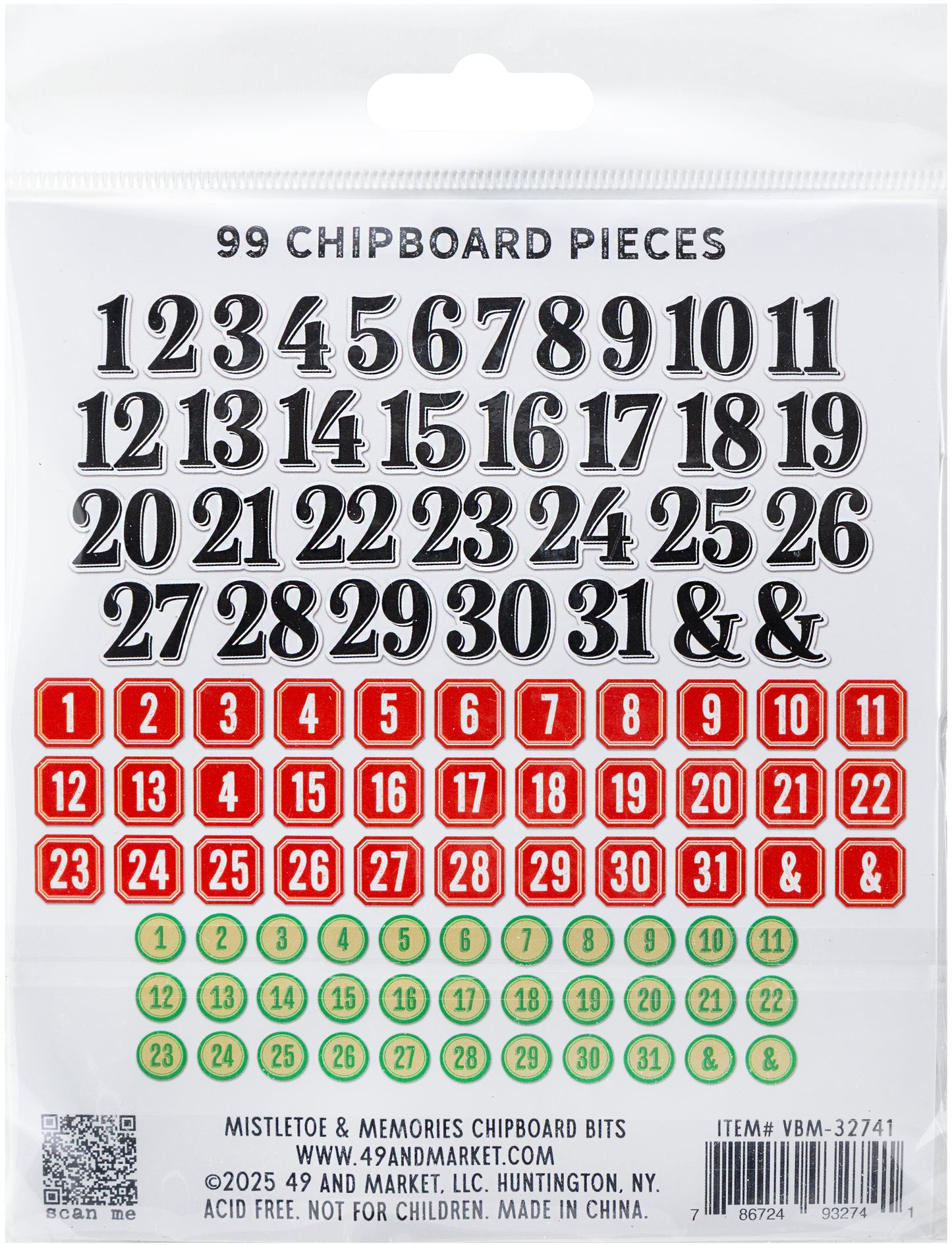 49 & Market Mistletoe and Memories Chipboard Bits
