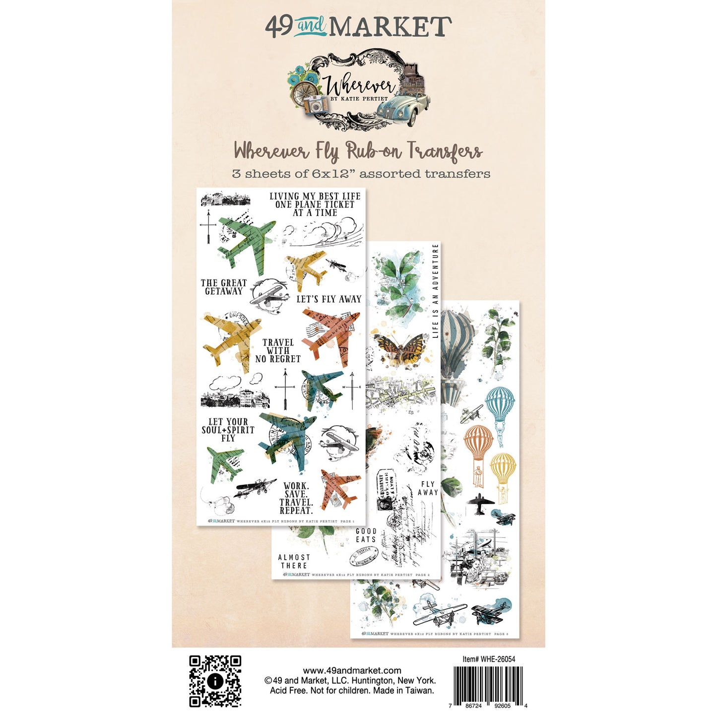 49 & Market Wherever Fly 6 x 12 Rub-On Transfer Set