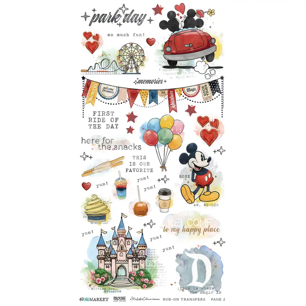 49 & Market Mouse & Co. 6 x 12 Essential Rub-on Transfer Set