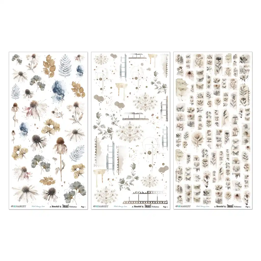 49 & Market Faded Memory Lane Essential 6 x 12 Rub-On Transfer Set