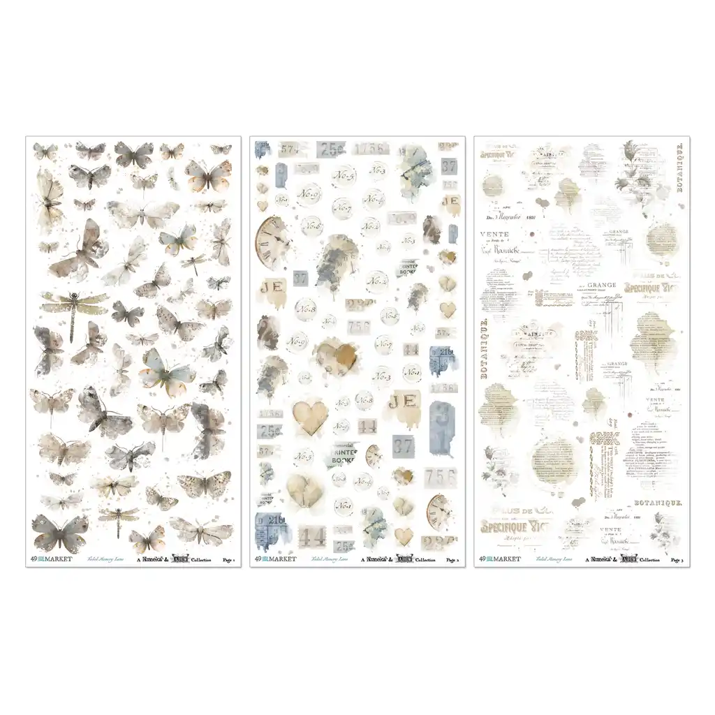 49 & Market Faded Memory Lane Blendable 6 x 12 Rub-On Transfer Set