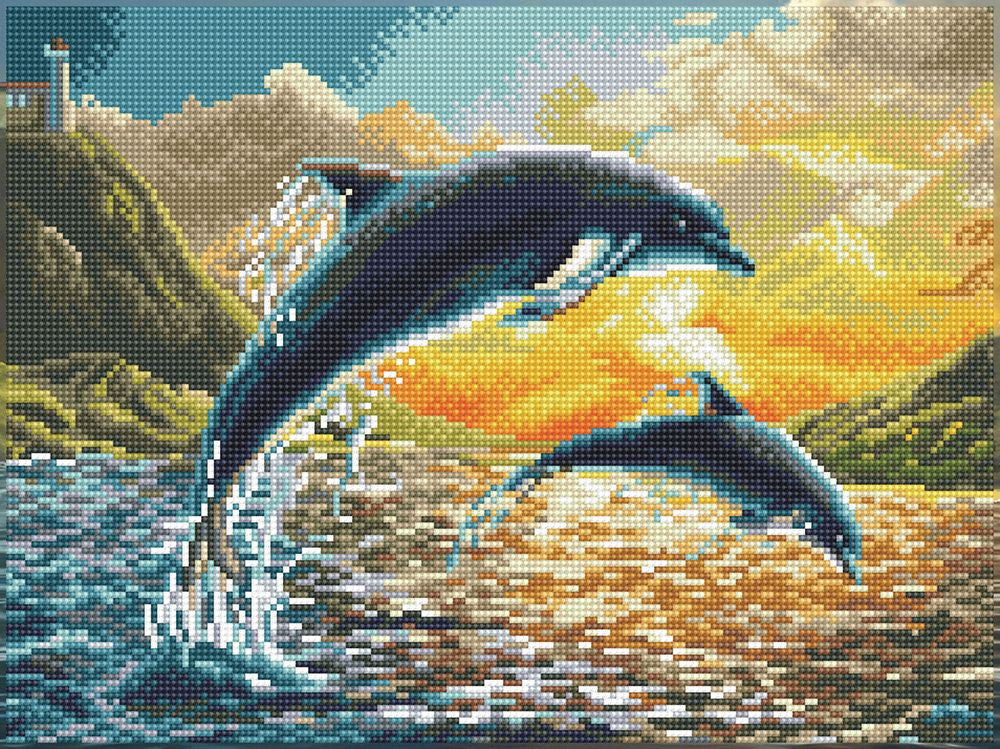 Diamond Dotz SQUARES Dolphin Sunset