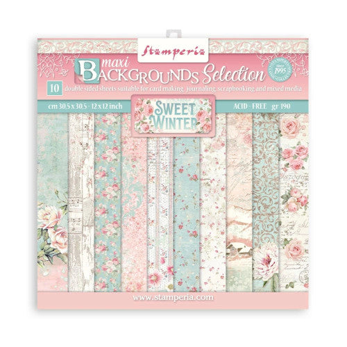 Stamperia Sweet Winter Achtergrond Dubbelzijdig Papierpakket 12" x 12"