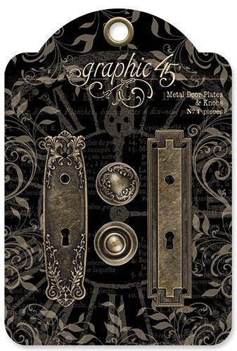 Graphic 45 Antique Brass Metal Door Plates and Knobs - Kreative Kreations