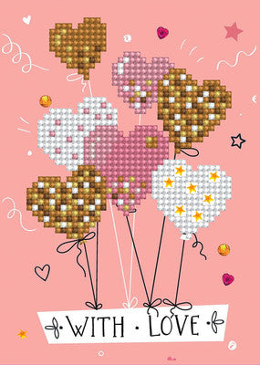 Diamond Dotz With Love Balloons Greeting Card