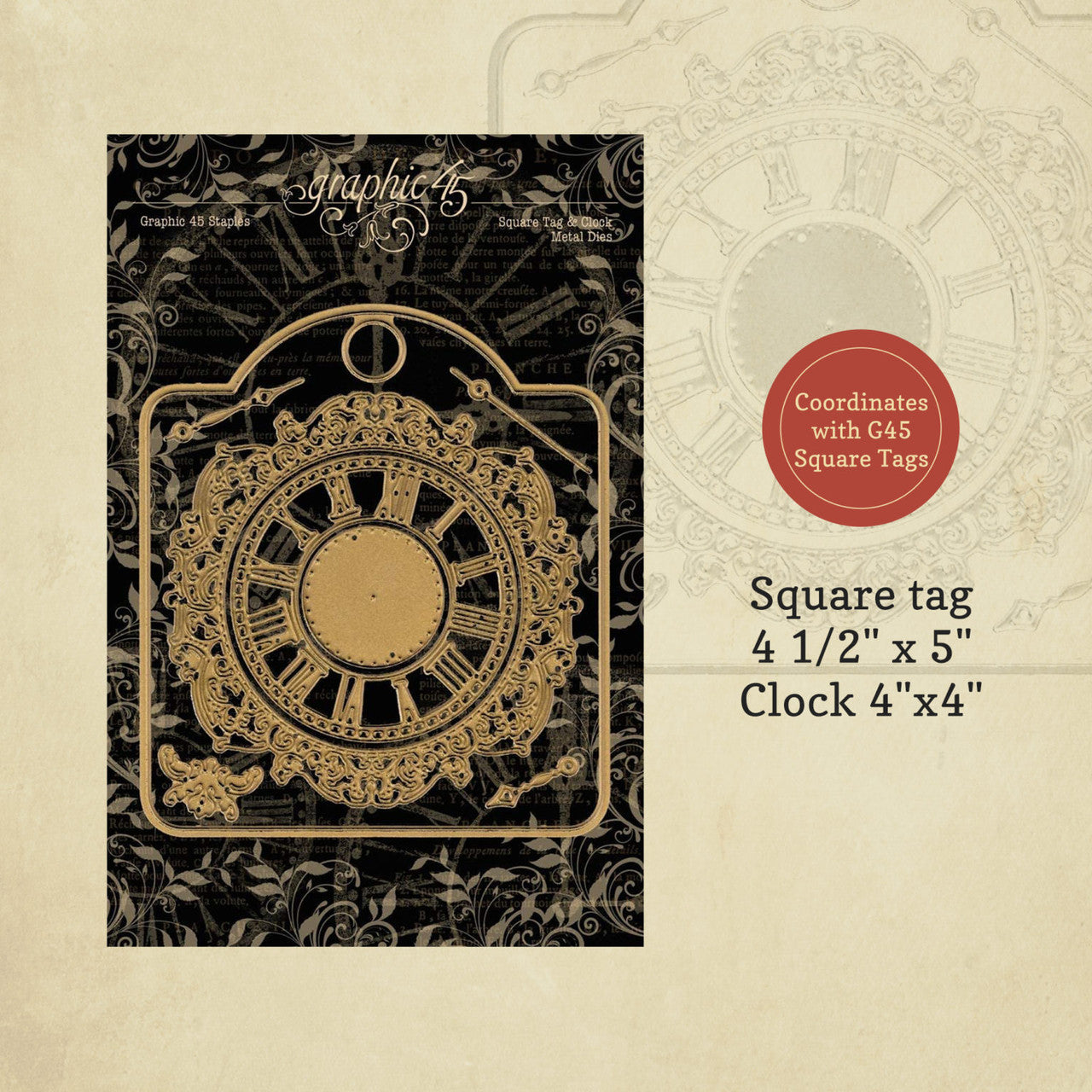 Graphic 45 Square Tag & Clock Metal Dies