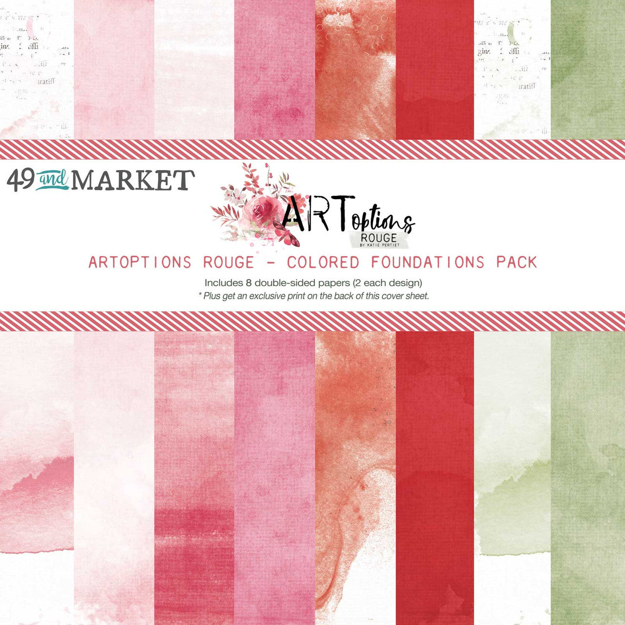49 and Market ARToptions Rouge Paquete de bases de colores de 12 x 12