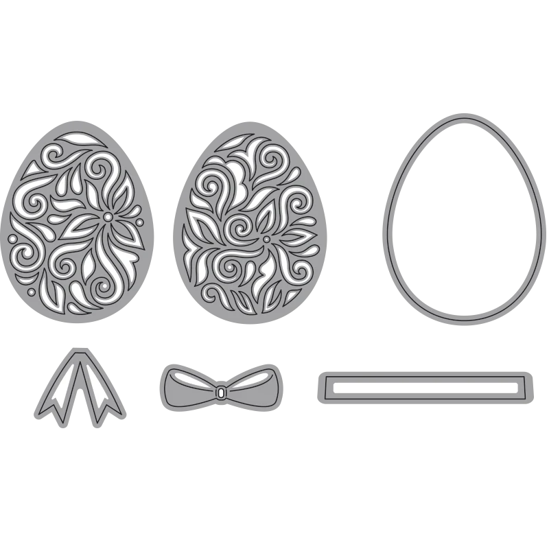 Elizabeth Craft Designs Elegant Easter Eggs Small Metal Die Set