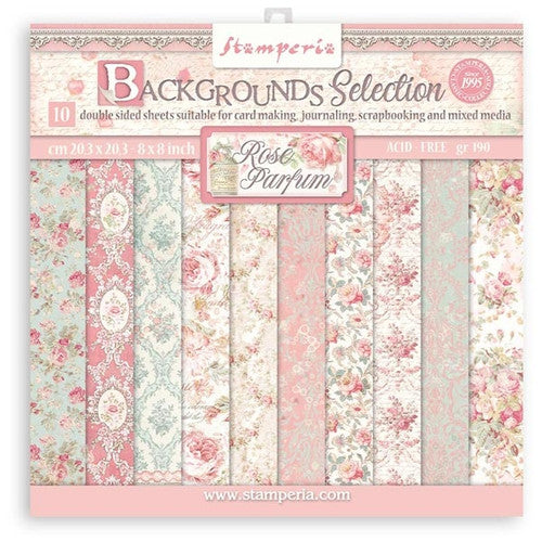 Stamperia Rose Parfum 8" x 8" Achtergronden Selectie Papiercollectie