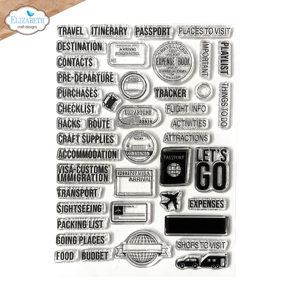 Elizabeth Craft Designs Planner Essentials Travel Journal Clear Stamp Set