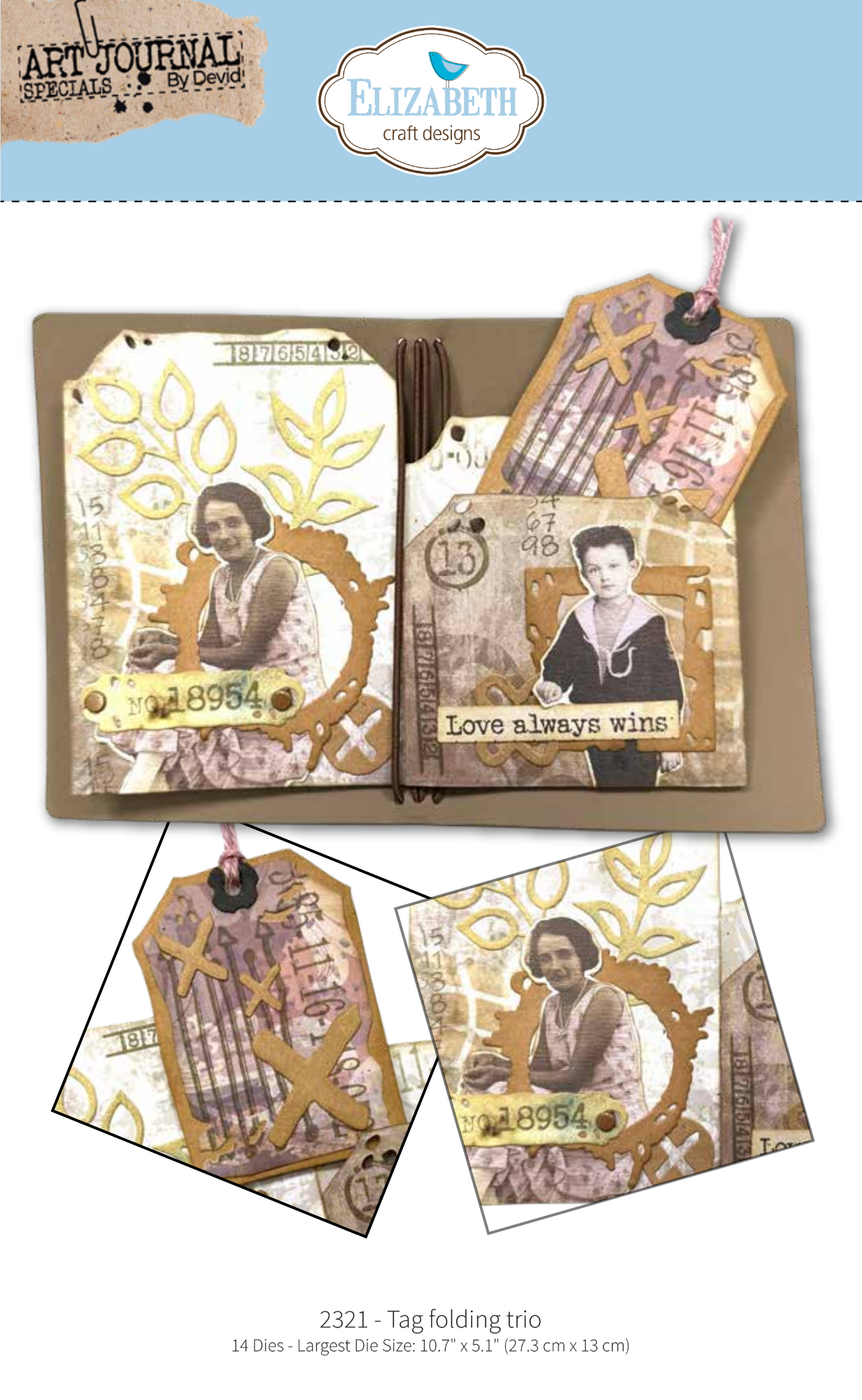 Elizabeth Craft Designs Tag Folding Trio Metal Die Set