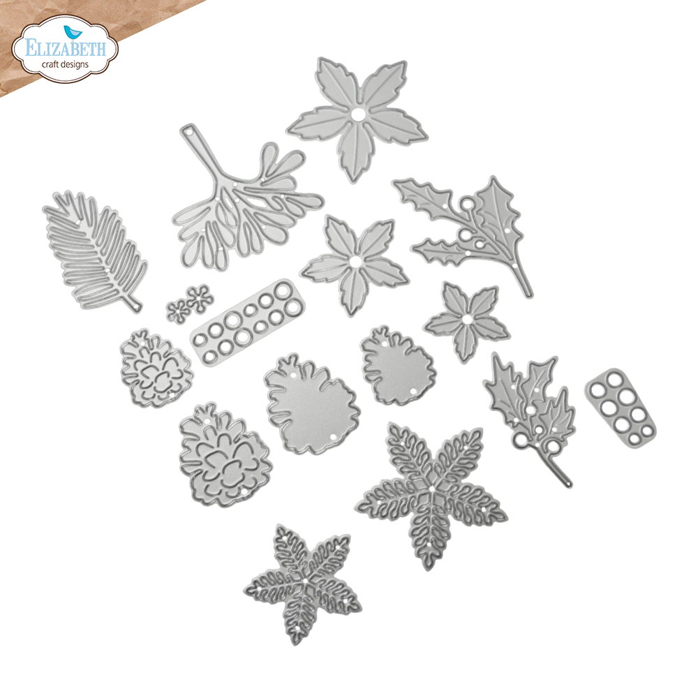 Elizabeth Craft Designs Festive Floral and Foliage Metal Die Set - 02