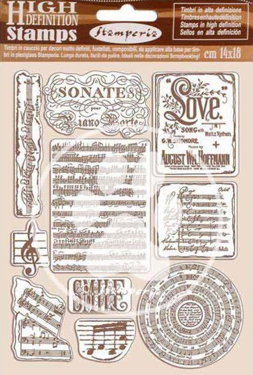 Stamperia HD Natural Rubber Stamp Set - Passion Music