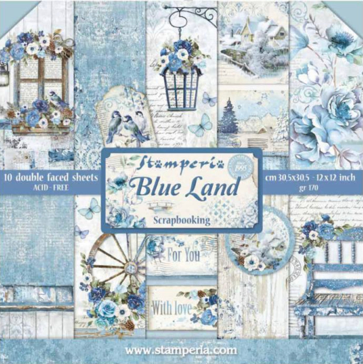 Paquete de papel Stamperia Blue Land 12" x 12"