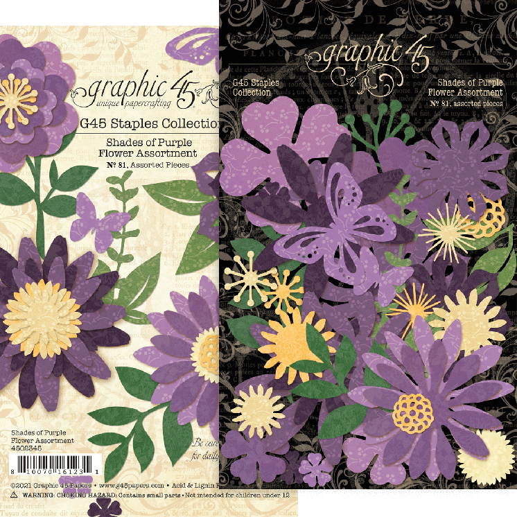 Graphic 45 Flower Assortment - Shades of Purple