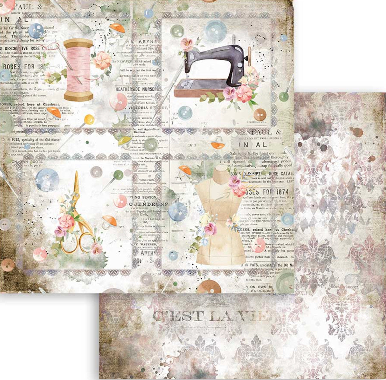 Stamperia Romantic Threads 12” x 12” Paper Collection
