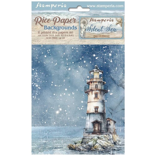 Stamperia Silent Sea Backgrounds A6 Rice Papers (8/Pk)
