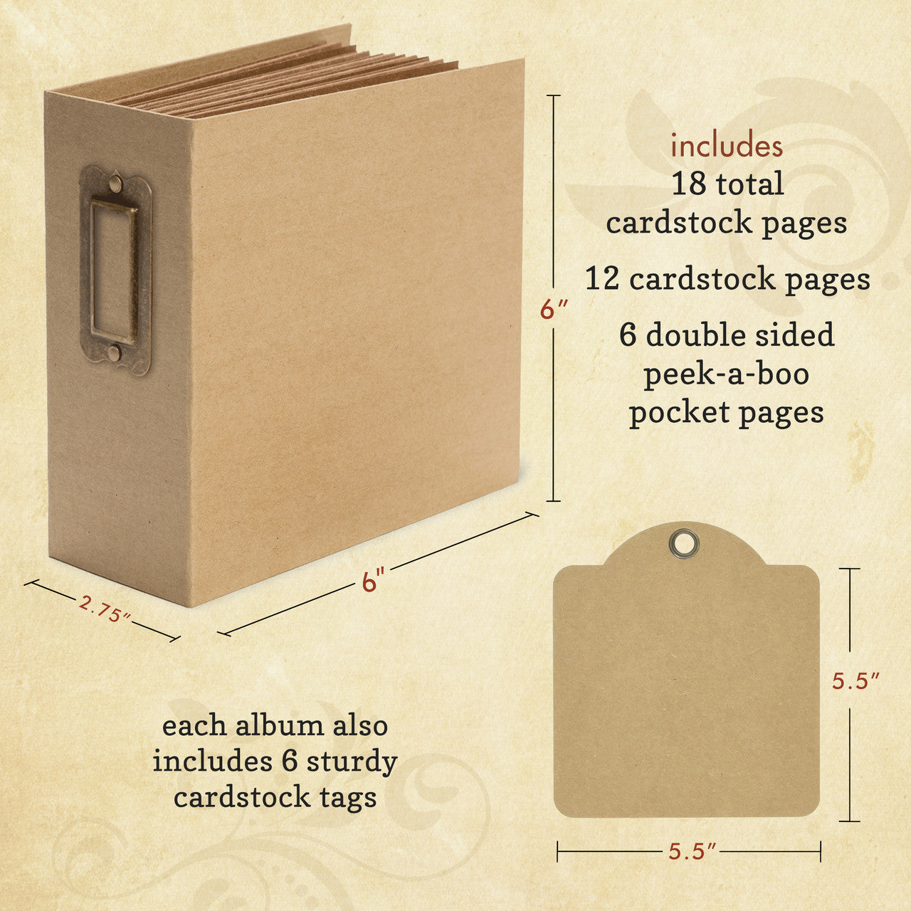 Graphic 45 Square Tag and Pocket Album - Kraft - Kreative Kreations