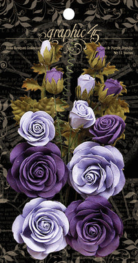 Graphic 45 Colección de ramo de rosas color lila y morado francés