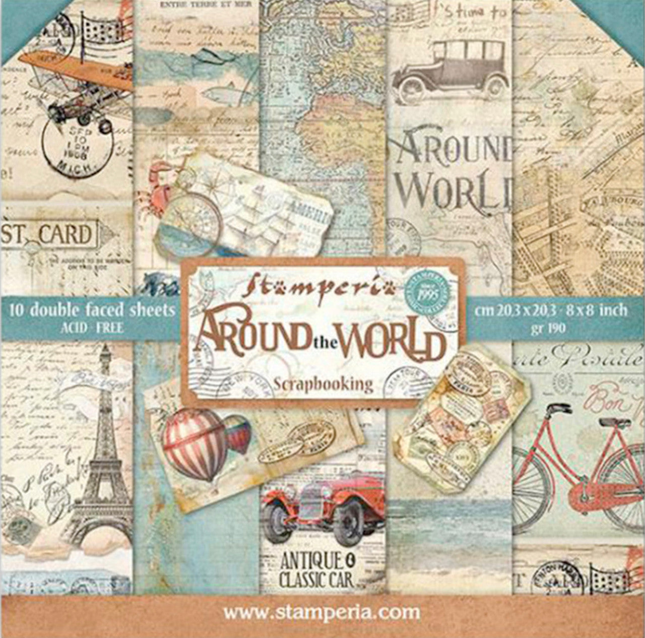 Colección de papel Stamperia Double Face 8” x 8” - Alrededor del mundo