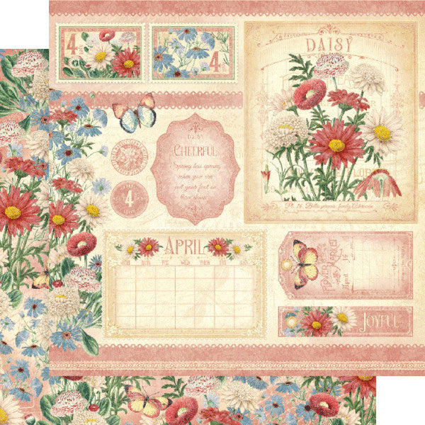 Paquete de colección Graphic 45 Flower Market de 12" x 12"