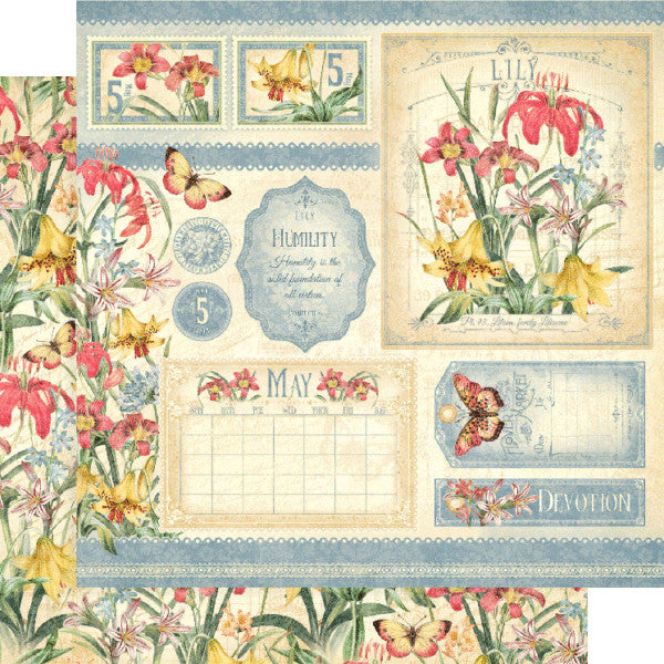 Paquete de colección Graphic 45 Flower Market de 8" x 8"