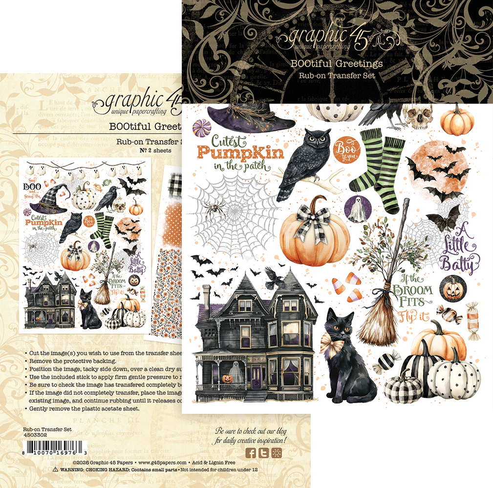 BOOtiful Greetings rub-on transfers