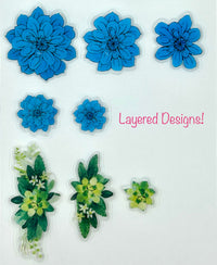 Adornos florales en capas - Azul Tiffany