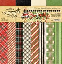 Graphic 45 Merry-ful Greetings 12” x 12” Plaids, Stripes & Solids Pack