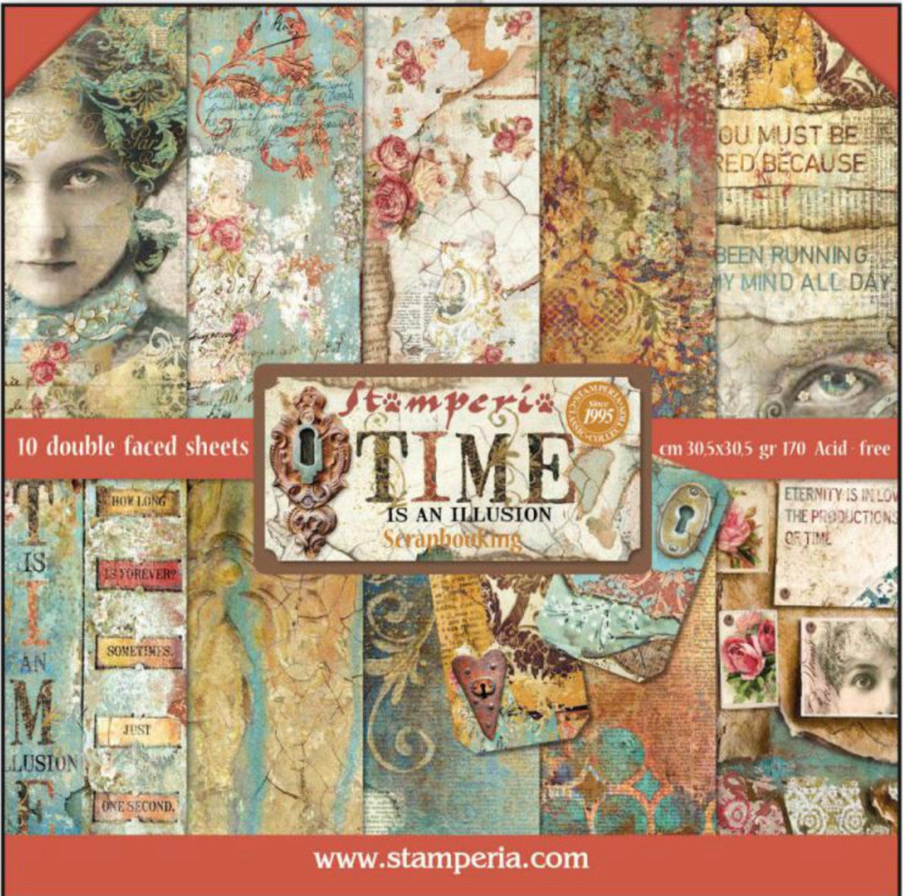 Stamperia El tiempo es una ilusión Paquete de papel 12 x 12