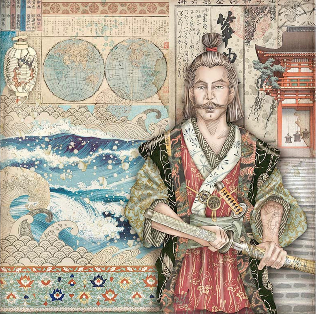 Stamperia (12"x12") dubbelzijdig papierpakket - Sir Vagabond in Japan 