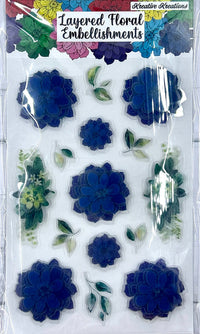 Adornos florales en capas - Azul almirante
