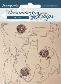 Fichas decorativas Stamperia - Gatos de Provenza con ovillos de lana