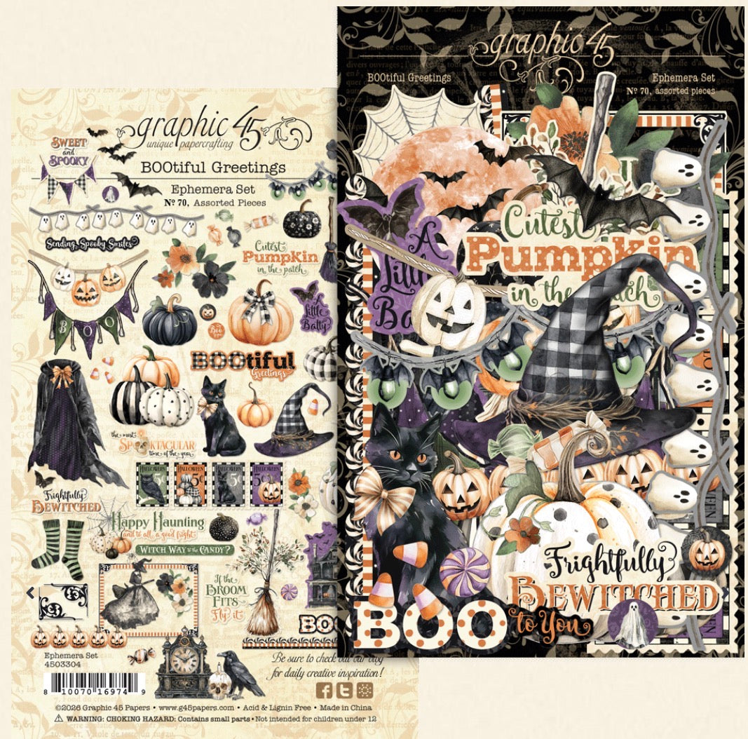 Graphic 45 BOOtiful Greetings Ephemera Set