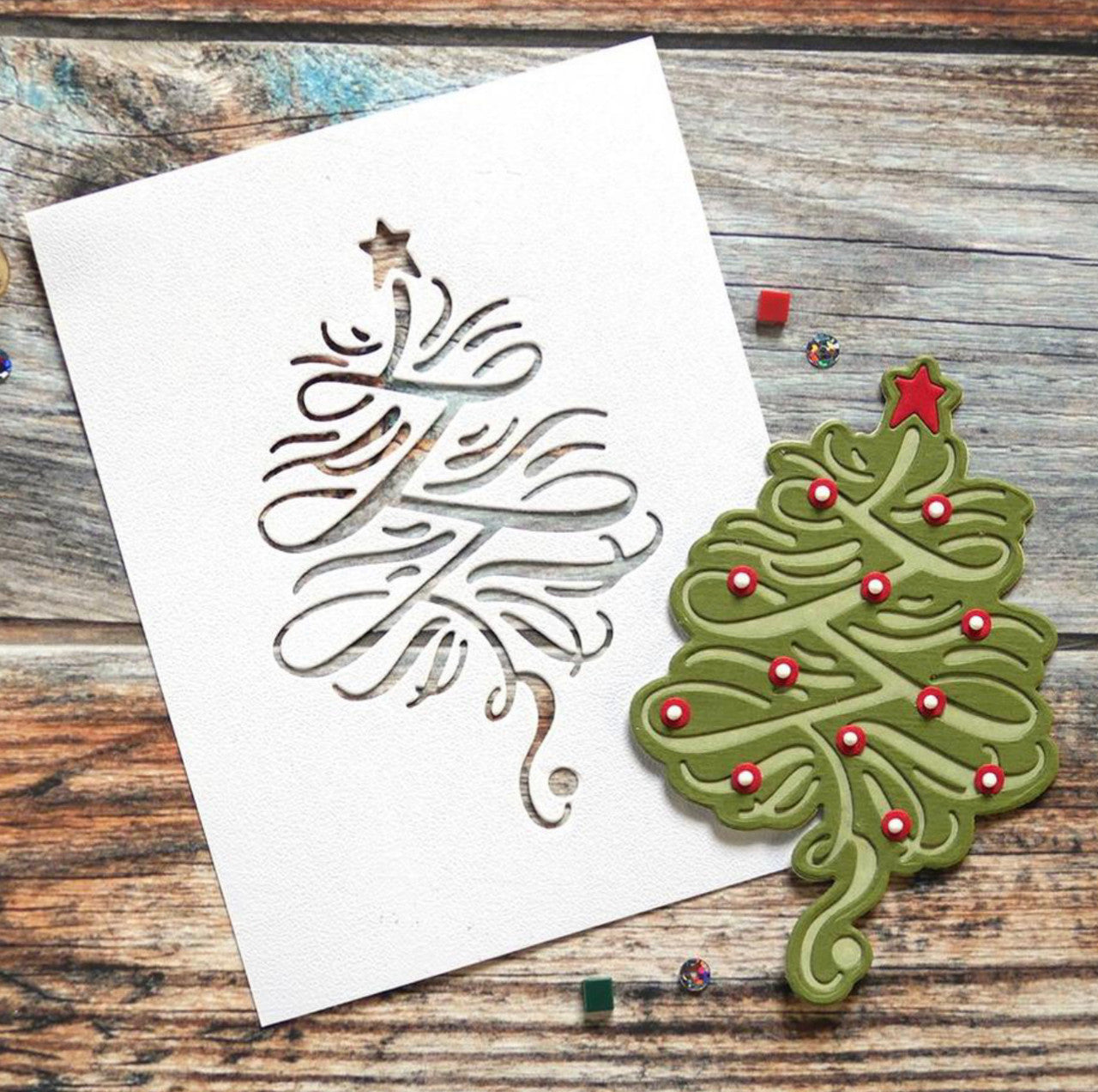 Elizabeth Craft Designs Juego de troqueles de árbol de Navidad florecido