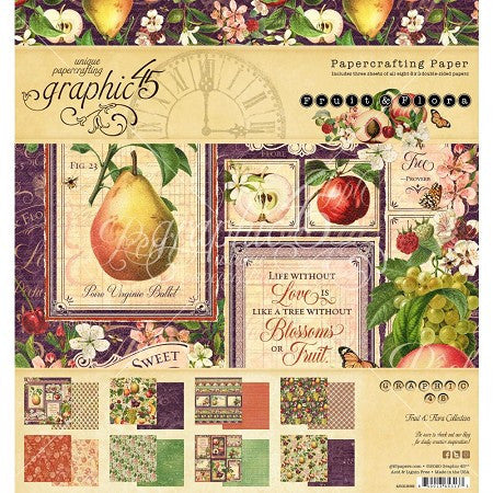 Bloc de papel Graphic 45 Frutas y Flora 8 x 8