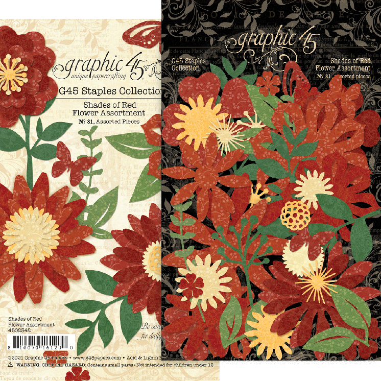 Grafisch 45 bloemenassortiment - roodtinten