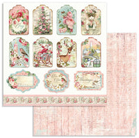 Stamperia roze kerstpapierpakket 20 x 20 cm