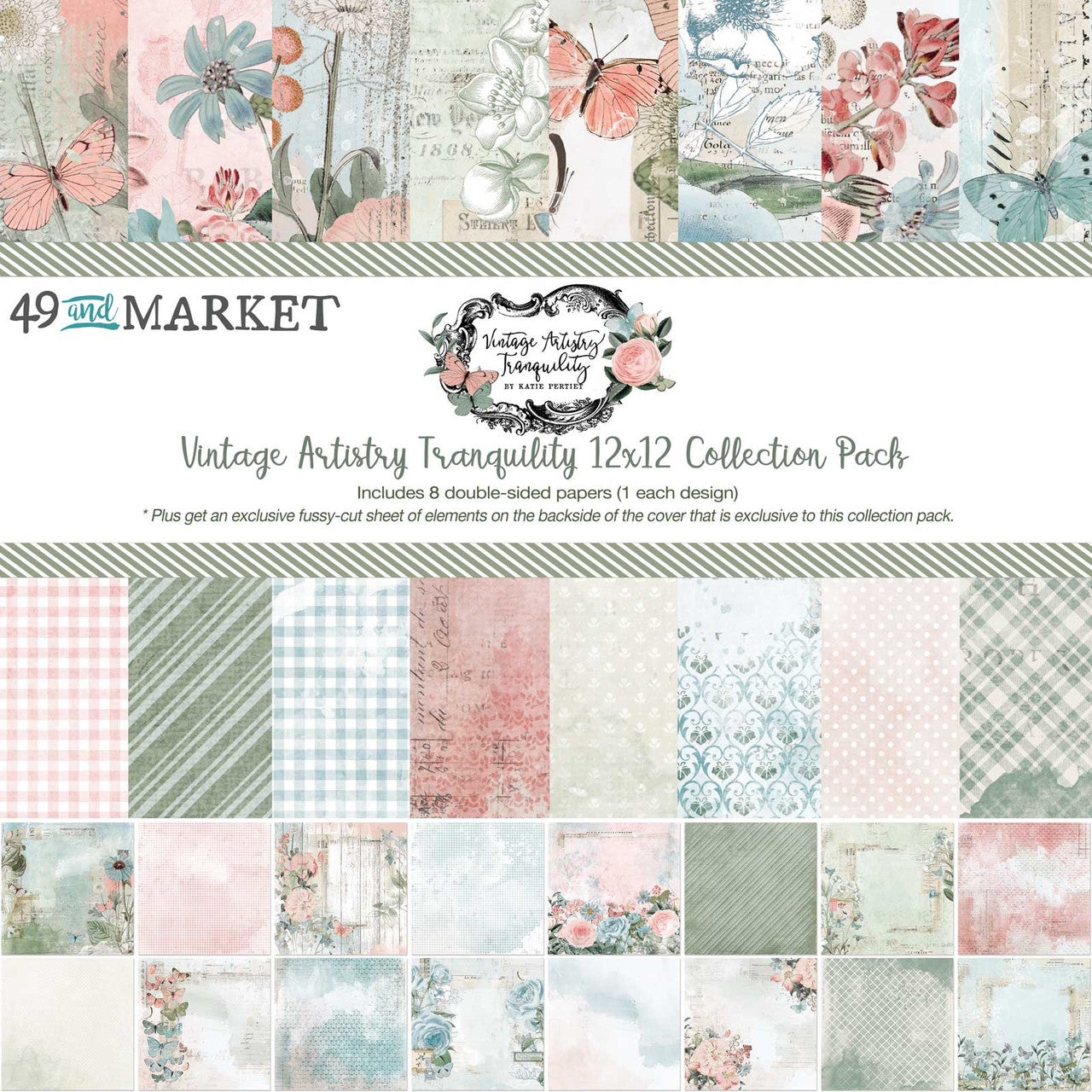 49 and Market Vintage Artistry Tranquility 12 x 12 Collection Paper Pack