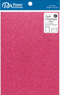 Paper Accents 5 x 7 in. Blank Card & Envelopes 12 pc. Glitter Rose