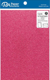 Paper Accents 5 x 7 in. Blank Card & Envelopes 12 pc. Glitter Rose